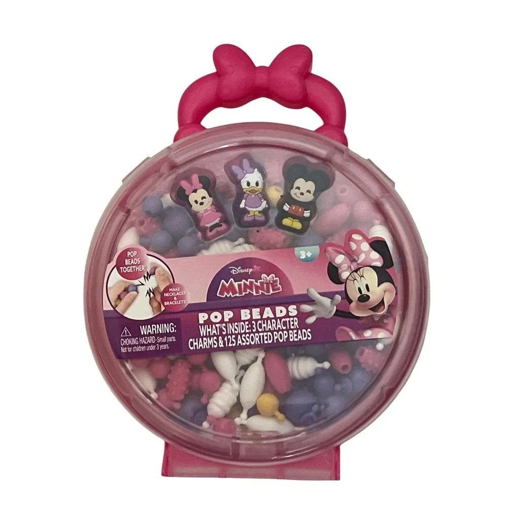 NEW Disney Minnie Mouse Pop Beads Jewelry Making Kit 3 Character Charms & Beads